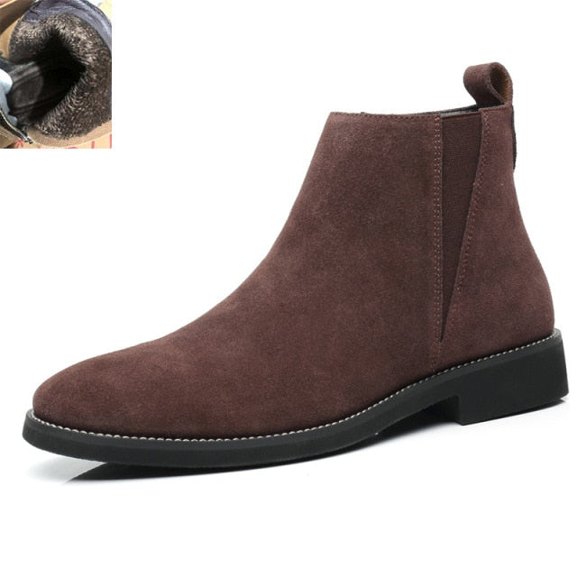 Men's Leather Zipper Warm Chelsea Boots - LiveTrendsX made-to-order fit view 5