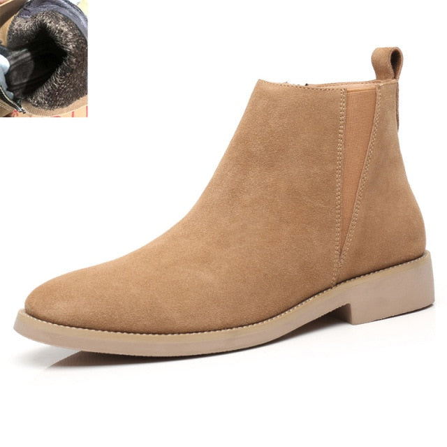 Men's Leather Zipper Warm Chelsea Boots - LiveTrendsX made-to-order fit view 11