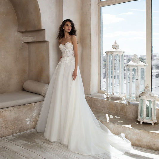 Exquisite Sweetheart Neckline Lace Wedding Dress with Wrap Vestido de Novia 2020 New Corset Bridal Gown - LiveTrendsX
