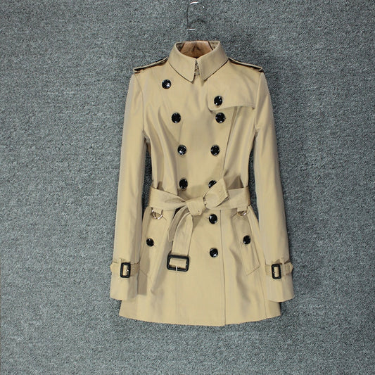British trench coat lady short temperament slim