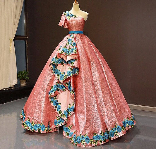 Royal Luxury Evening Dresses Long Embroideries Robe De Soiree Abendkleider Evening Gowns One Shoulder Vestido De Noche Sukienki - LiveTrendsX