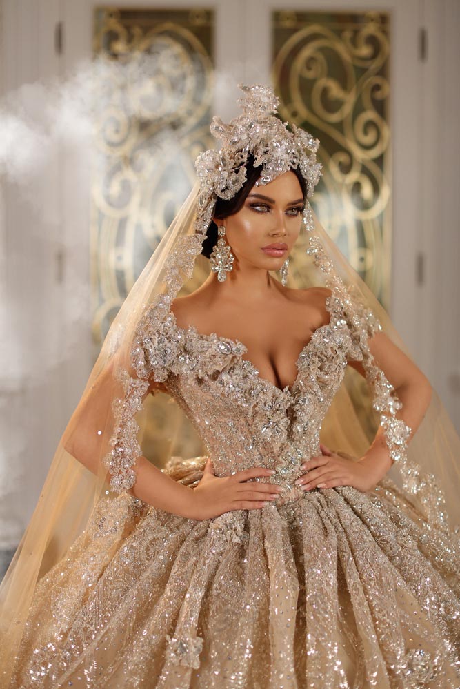 ball gown shining wedding dress 2020 custom made wedding dresses - LiveTrendsX