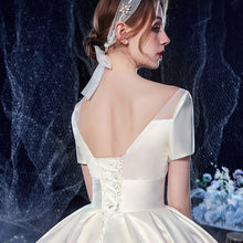 Load image into Gallery viewer, Best France Satin Ball Gown Wedding Dress With Chapel Train  Vestido Noiva Short Sleeve Wedding Gowns - LiveTrendsX
