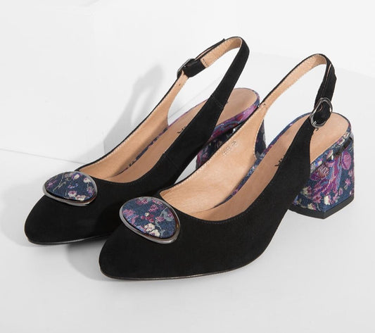 New Big Size Woman' s Sandals Sheepskin Party Buckle Strap Fashion Floral Metal Decoration Shoes Back Strap Pumps - LiveTrendsX