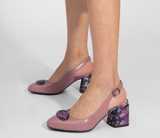 New Big Size Woman' s Sandals Sheepskin Party Buckle Strap Fashion Floral Metal Decoration Shoes Back Strap Pumps - LiveTrendsX