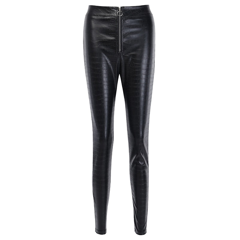 Elegant High Waist Faux Leather Pants Women Pencil Skinny Pants Office Ladies Trousers Casual Slim Black Capris - LiveTrendsX