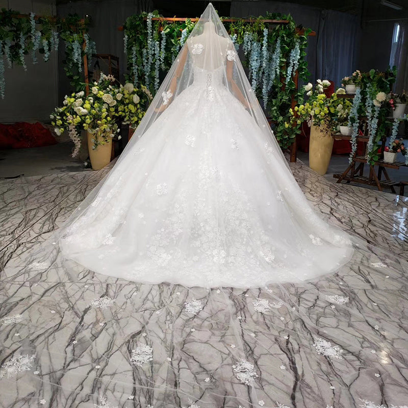 like white wedding dresses with bridal veil v neck sleeveless spaghetti appliques wedding gowns floor length - LiveTrendsX