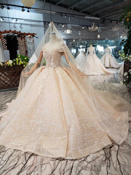 Ball gown Wedding Dress 2020 off shoulder sweetheart new material bridal wedding gown with wedding - LiveTrendsX