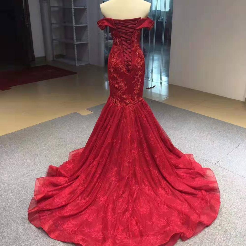 new mermaid dress in Evening Dresses sweetheart off the shoulder appliques lace red carpet dresses - LiveTrendsX