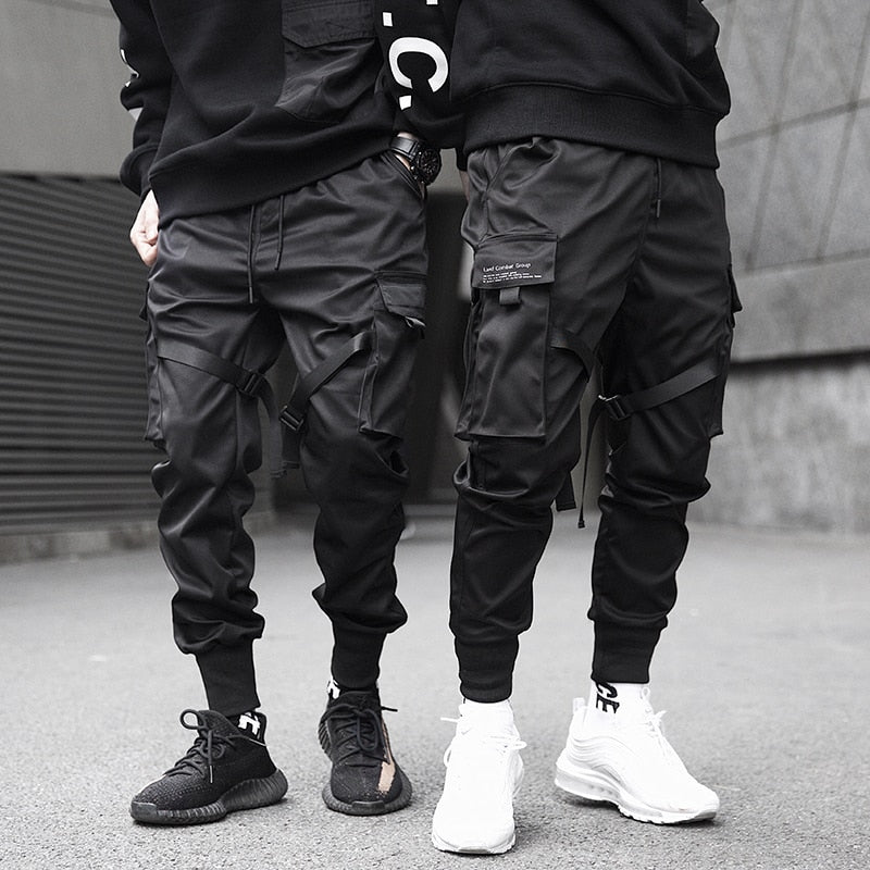 Pants Black Ribbons Block Multi-Pocket 2020 Harem Joggers Harajuku Sweatpant Hip Hop Casual Male Trousers - LiveTrendsX