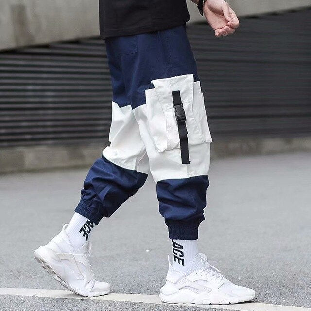 Pants Black Ribbons Block Multi-Pocket 2020 Harem Joggers Harajuku Sweatpant Hip Hop Casual Male Trousers - LiveTrendsX