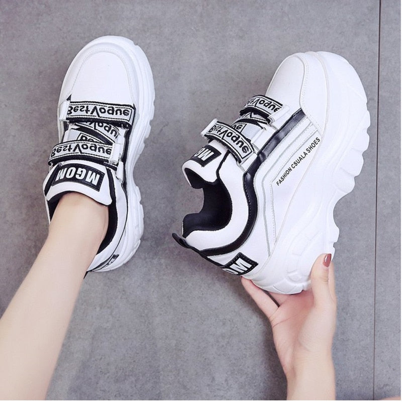 Women Chunky Sneakers  Fashion Platform Sneakers Ladies Brand Wedges Casual Shoes For Woman Leather Sports Dad Shoes 7cm - LiveTrendsX