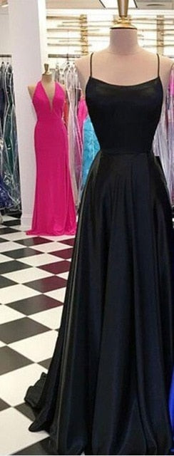 Sexy Dark Green Satin Evening Dress Slit Backless Prom Dress Halter Straps Back Evening Gowns Party Dress - LiveTrendsX