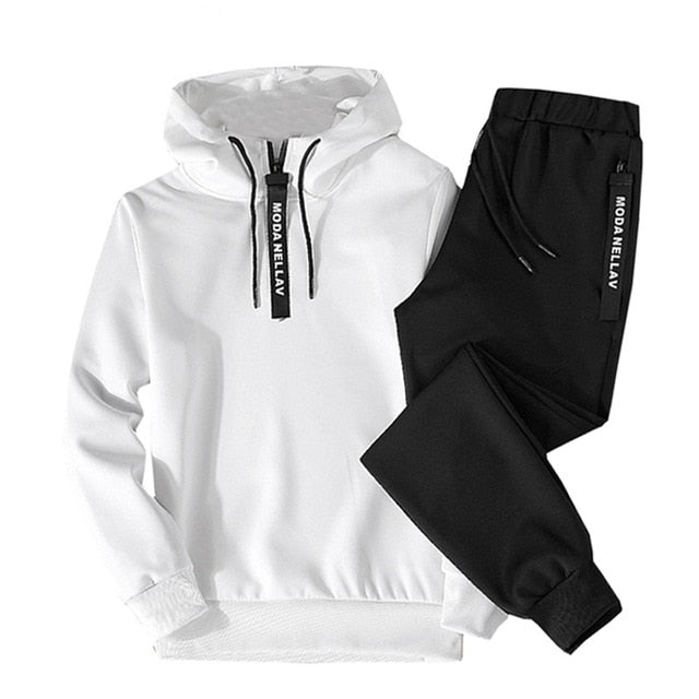 Sets Tracksuit Men Autumn Winter Hooded Sweatshirt Drawstring Outfit Sportswear 2020 Male Suit Pullover Two Piece Set Casual - LiveTrendsX