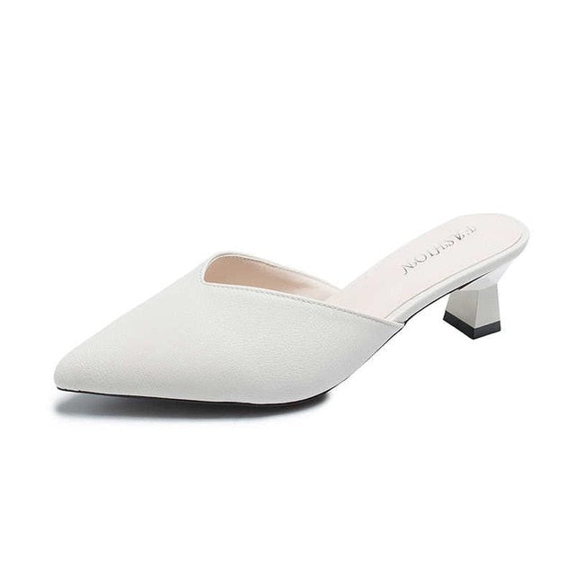 White Spring Office Shoes Women High Heels Pump 5CM Slip on Sandals Sandalias Comfortable Ladies Tenis  White High Heels - LiveTrendsX