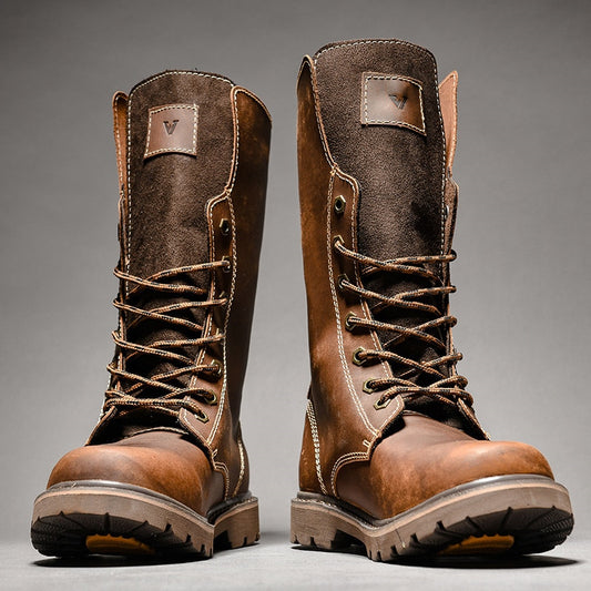 ヴィンテージブラウンメンズロングブーツ