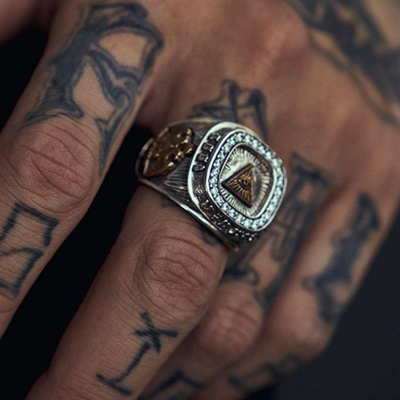 God Eye Ring Men Cubic Zircon Charm Hip Hop Jewelry