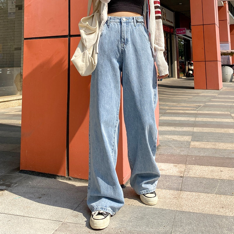 Woman Jeans High Waist Clothes Wide Leg Denim Clothing Blue Streetwear Vintage Quality 2020 Fashion Harajuku Straight Pants - LiveTrendsX
