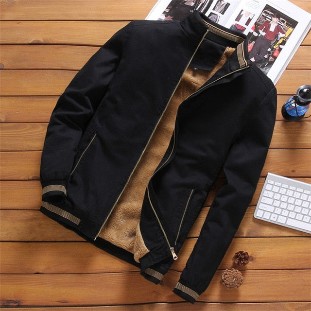 Fleece Jackets Mens Pilot Bomber Jacket Warm Male Fashion Baseball Hip Hop Coats Slim Fit Coat Brand Clothing SA690 - LiveTrendsX