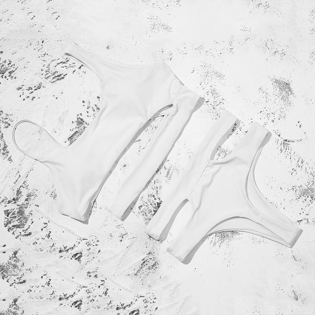 White Bikinis High Waist Bikini 2020 Hot Sale Padded Bra Hollow Out Sexy Swimsuit Female Swimwear Women Bathing Suit - LiveTrendsX