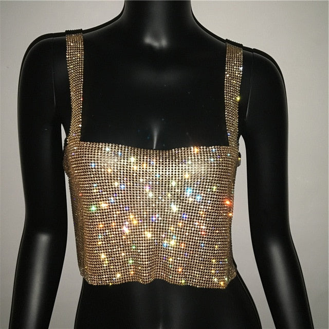 Bling Rhinestones Party Crop Top Fashion - LiveTrendsX