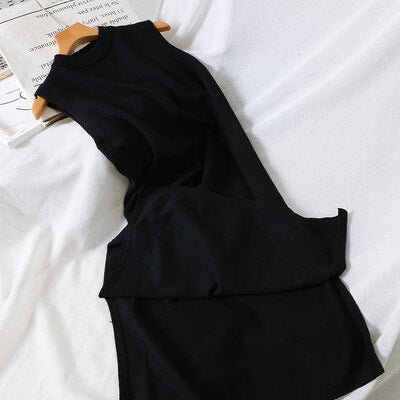 Women Casual Sexy Summer female new solid colour long knitting sleeveless vest dress - LiveTrendsX