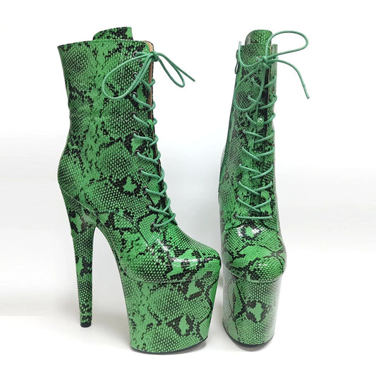 20CM Pole dancing Ankle shoes High Heel platform Boots Snakeskin materials cover heels Pole Dancing boot - LiveTrendsX