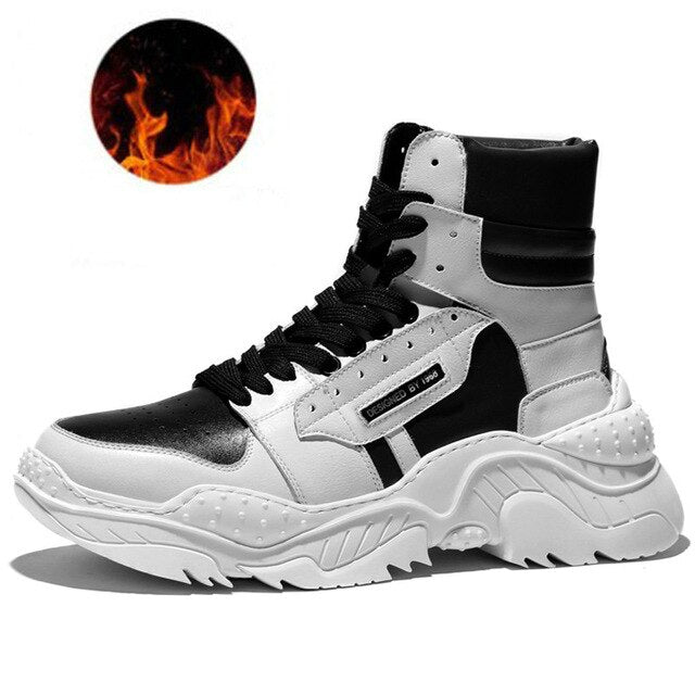 Men Casual Shoes Boots Ankle High Top Lace-up Shoes Tooling Boots Platform Wear Resistant Anti-skid Design safety shoes - LiveTrendsX