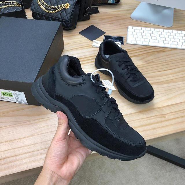 Luxury Fashion shoes Black Grey True leather Suede Calfskin Low Lace Up Sneaker Runners Trainers - LiveTrendsX