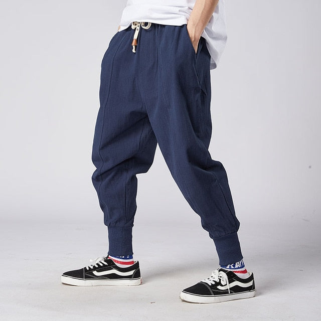 Pantalones Harem japoneses informales de algodón y lino para hombre de la tienda Sincism, pantalones para correr, pantalones holgados chinos - LiveTrendsX