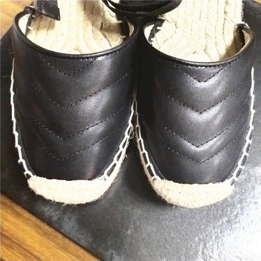 Women's Espadrille Ankle Strap Platform Pumps Fashion Womens Casual Shoes Breathable Flax Hemp Leather Loafers Shoes 35-40 - LiveTrendsX