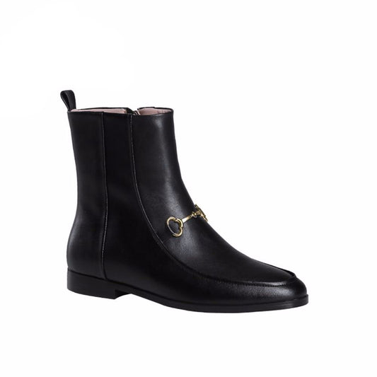 Top Quality Women Ankle Boots Shoes Black Color Genuine Leather winter Chelsea Boots Winter Low Heel Shoes - LiveTrendsX