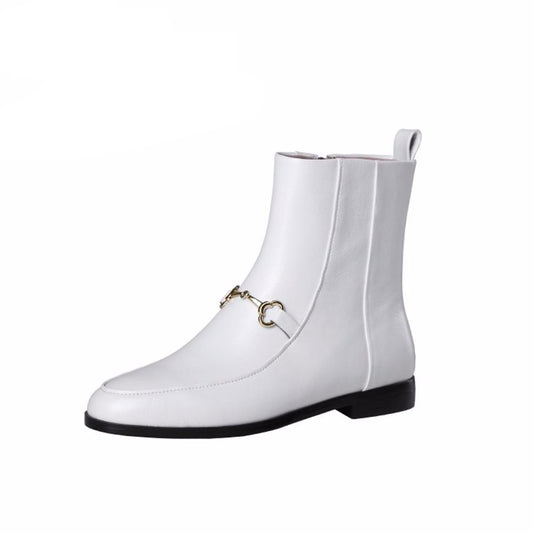 Top Quality Women Ankle Boots Shoes Black Color Genuine Leather winter Chelsea Boots Winter Low Heel Shoes - LiveTrendsX