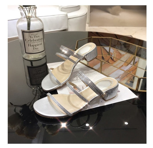 Fashion Rome Slip-On Women Sandals Flip Flops Solid Round Toe Pearl Buckle Causal Sandals Shoes - LiveTrendsX