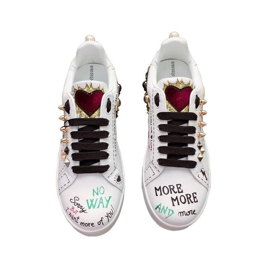 designer shoes china trainers flats stud embroidered sneakers rivet real leather women white metal italian embroidery crystal - LiveTrendsX