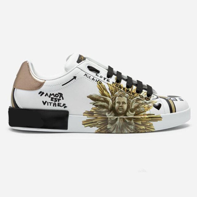 designer shoes china trainers flats stud embroidered sneakers rivet real leather women white metal italian embroidery crystal - LiveTrendsX