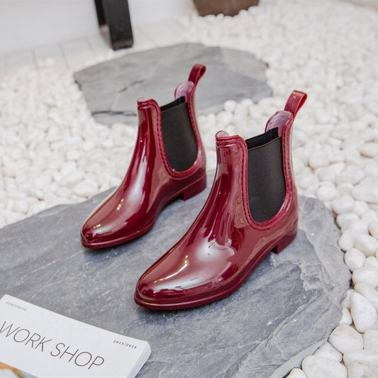 Fashion Women's Casual Rain Shoes Lady Martin Rain Foot Water Shoes Short Tube Rubber Shoes U-shape - LiveTrendsX