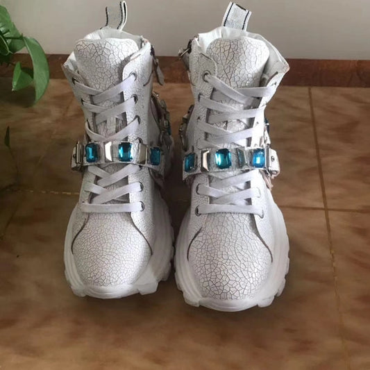 Women Shoes Ladies Sneakers Chaussures Femme Crystal Scarpe Donna Buckle Famale Shoes Chain Zapatos De Mujer Platform Sneakers - LiveTrendsX