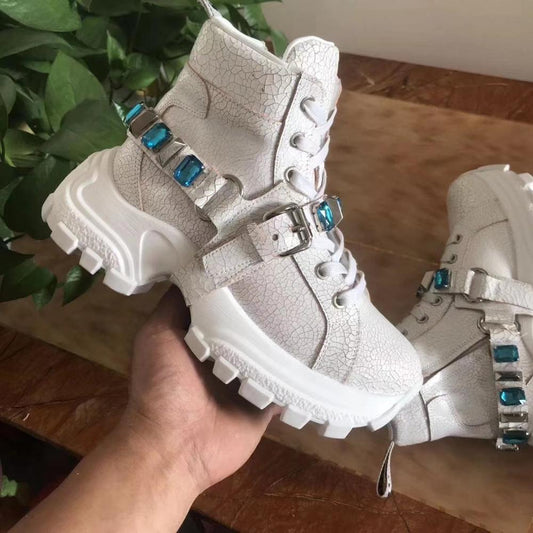 Women Shoes Ladies Sneakers Chaussures Femme Crystal Scarpe Donna Buckle Famale Shoes Chain Zapatos De Mujer Platform Sneakers - LiveTrendsX