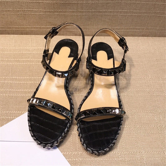 Genuine Leather Women's Sandals Luxury Brand Designer Fashion Soft Light Rivet Sweet Women's Shoes Multi-coloured Ladies Shoes - LiveTrendsX