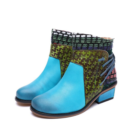 top quality national women's shoes  autumn and winter new leather fashion women's boots bohemian personality heels - LiveTrendsX