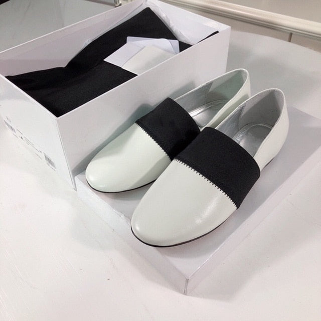 Women's Shoes Top Quality Flats Shoes For Woman Round Toe Slip On Shoes Genuine Leather Loafers Shallow Soft Shoes - LiveTrendsX