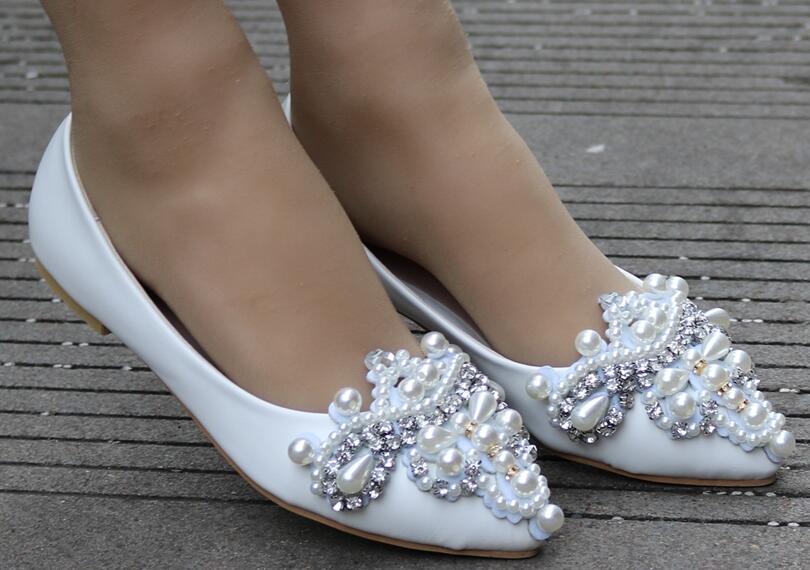 Women Bridal Wedding Shoes Crystal Rhinestone Thin High Heels Pointed Toe Evening Pumps Plus Size - LiveTrendsX