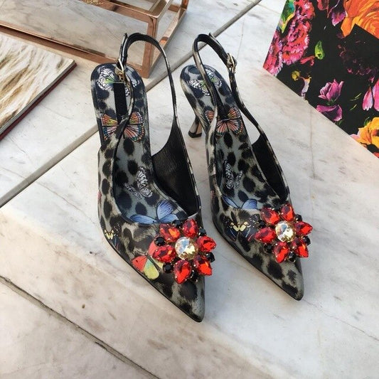 New Hot Sale Shoes Women Summer Pumps Sexy Mature Crystal Sandals With Heel Pointed Toe Ankle Strap Pumps Zapatos De Mujer - LiveTrendsX