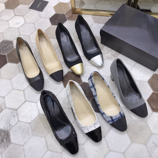 Women's Shoes Genuine Leather Shoes For Woman Low Heels Pumps Slip On Round Toe Thick Square Heels Plus Size 34-42 - LiveTrendsX