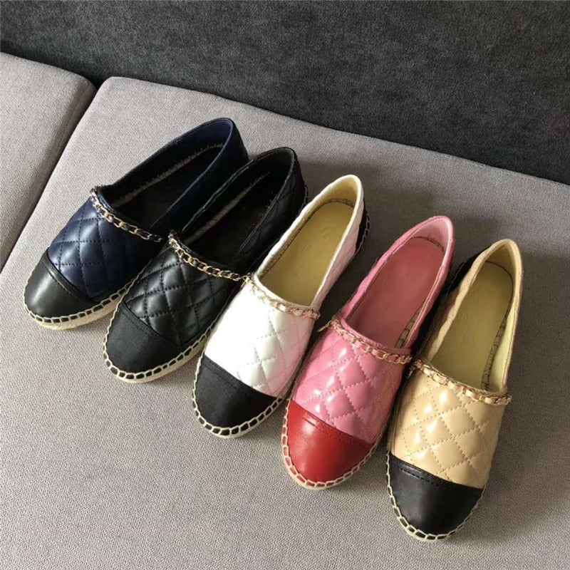 New Women Espadrilles Shoes Flat Genuine Leather Shoes Woman Casual Loafers Top Quality Spring Autumn Big Size 35-41 - LiveTrendsX