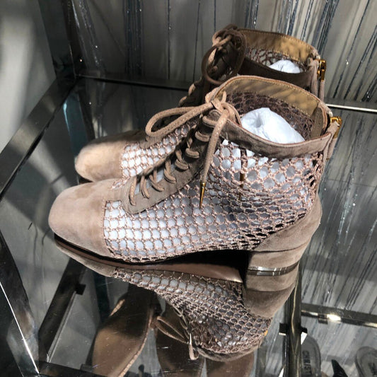 women ladies knitted suede leather sandals flat heel shoes boots - LiveTrendsX