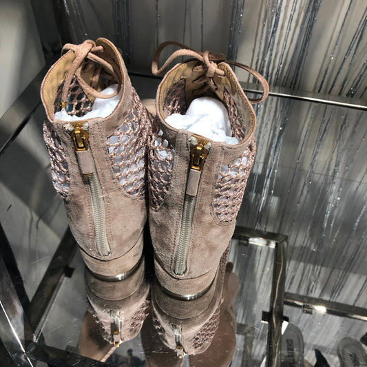 women ladies knitted suede leather sandals flat heel shoes boots - LiveTrendsX