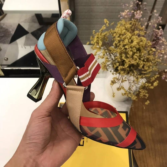 Nude Flat Shoes Women Brand Design Sandals Med Heels 5 cm Mesh Woman Cozy Pumps Lady Pointed Toe Slingbacks - LiveTrendsX