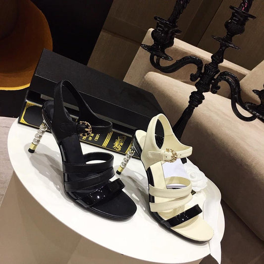 Hot Sale Summer Shoes Women Sexy Pearl Women Sandals Patent Leather Thin Heels Super High Heels Women Sandals - LiveTrendsX